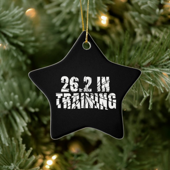 Marathon 26.2 i träningsredskap julgransprydnad keramik (Träd)