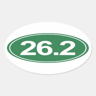 Marathon 26,2 Miles Oval Sticker (Grönt) Ovalt Klistermärke