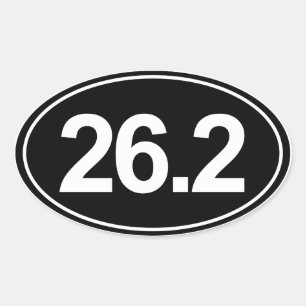 Marathon 26,2 Miles Oval Sticker (svart) Ovalt Klistermärke