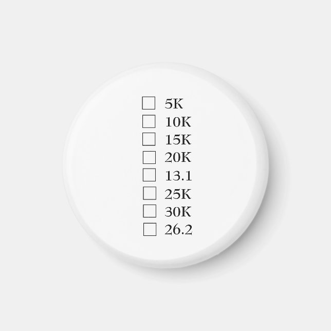 "Marathon Checklist" Magnet (Framsidan)