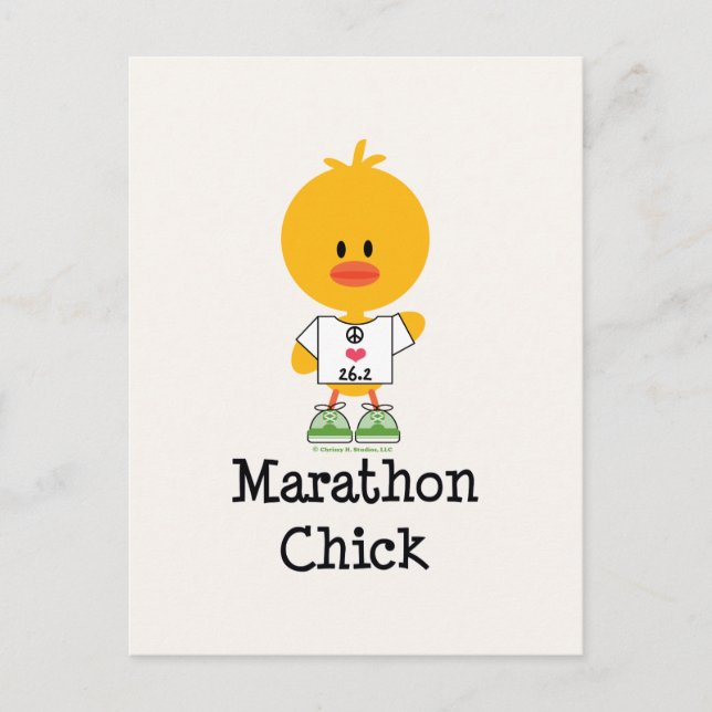 Marathon Chick Peace Kärlek 26.2-vykort Vykort (Framsida)