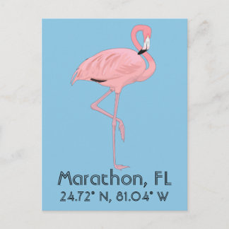 Marathon FL Keys Flamingo Latitud Longitud Vykort