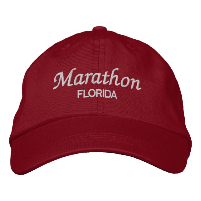 Marathon Florida Embroiderade Baseball Hat Broderad Keps (Framsida)