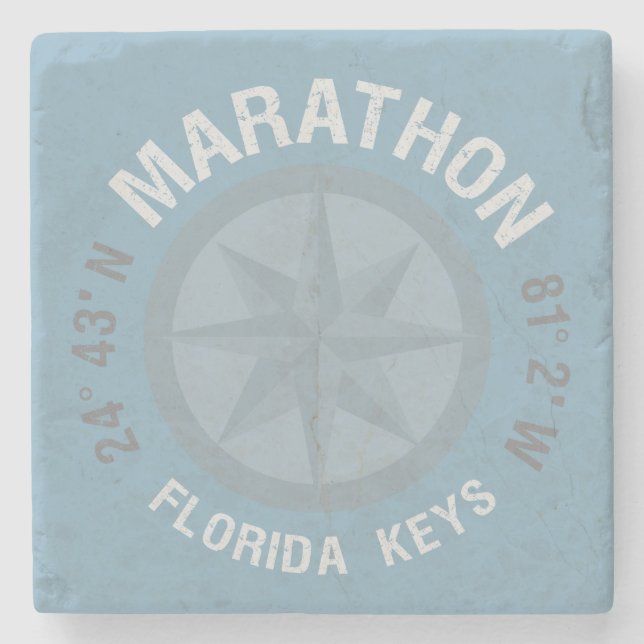 Marathon Florida Nycklar Latitude Longitud Nautica Stenunderlägg (Framsidan)