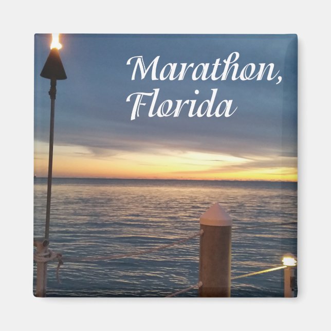 Marathon, Florida Nycklar med solnedgång Magnet (Framsidan)