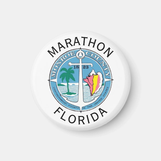 Marathon - Florida Nycklar Square Papper Underlägg Magnet (Framsidan)