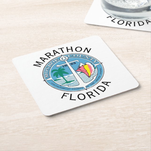 Marathon - Florida Nycklar Underlägg Papper Kvadrat (Vinklad)