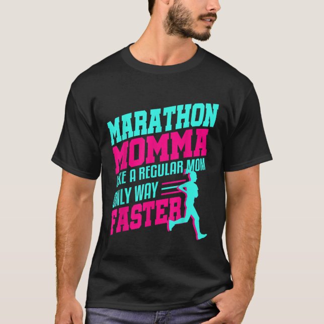 Marathon Mamma Momma Funny First Tävling Gift Runn T Shirt (Framsida)