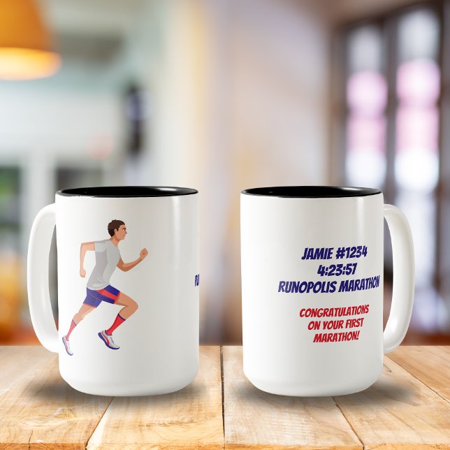 Marathon Namn Time and Location Man Personlig Kaffemugg (Skapare uppladdad)