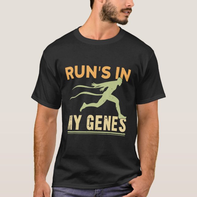 Marathon Runners Running Run's in my Genes T Shirt (Framsida)