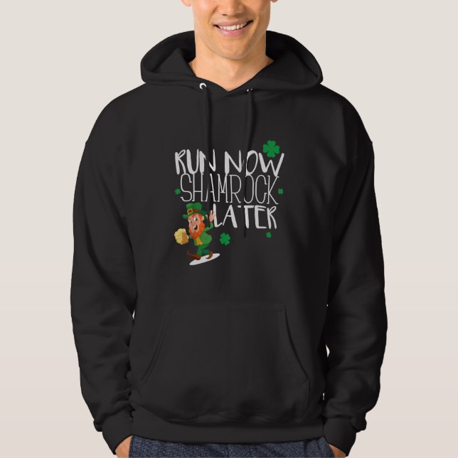 Marathon Running St patricks day Funny Tävling 5k  Hoodie (Framsida)