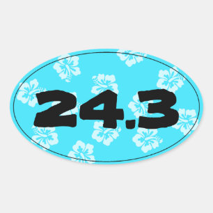 Marathon Springa Avslutar Time Blue Hibiscus - Ovalt Klistermärke