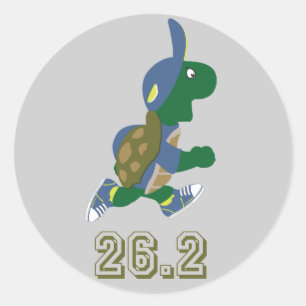 Marathon Turtle-Springerna i Blue Runt Klistermärke