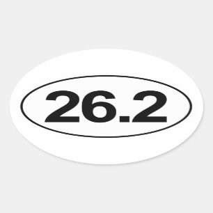 Maraton 26,2 Miles oval klistermärke (vit)