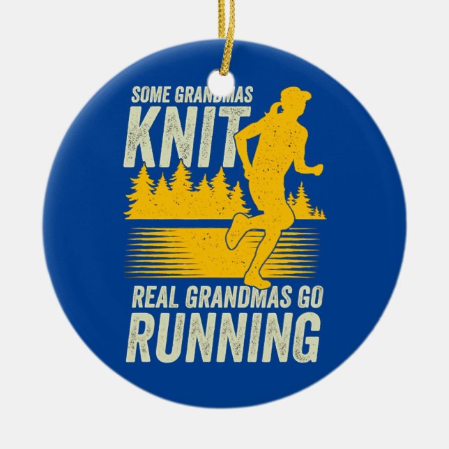 Maratonlöpande mormor farmor  julgransprydnad keramik (Framsidan)