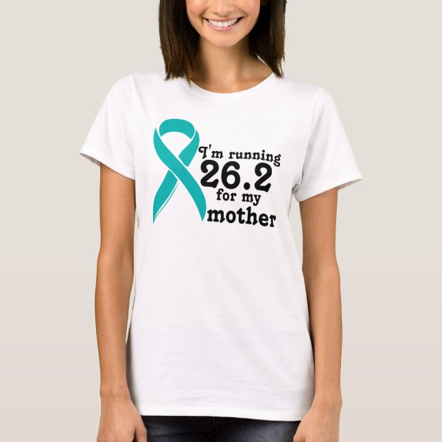 Maratonspringer för Ovarian cancer Tee Shirt (Framsida)
