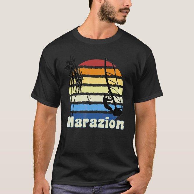 Marazion Cornwall Segling med vindsurfing Strand T Shirt (Framsida)