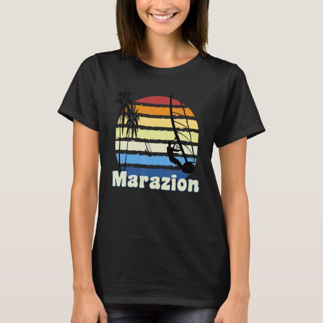 Marazion Cornwall Segling med vindsurfing Strand T Shirt (Framsida)
