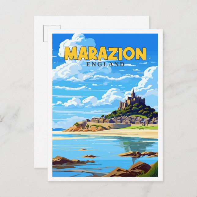 Marazion England vintage resor illustration Vykort (Fram/baksida)