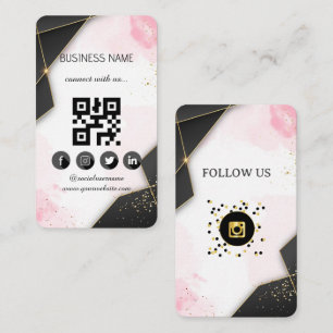 Marbel Black-Guld Social Media QR-kod Visitkort