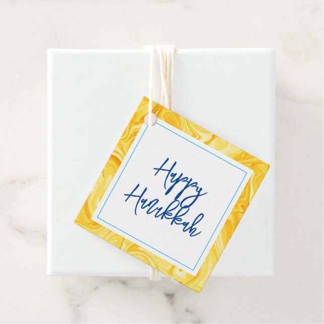 Marbeliint Paint Art LYCKLIG HANUKKAH Helgdag Gåvor Etiketter (På plats)
