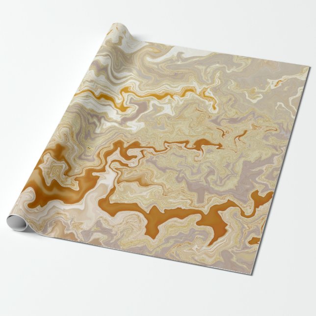 Marbelized Guld Presentpapper (Utrullad)
