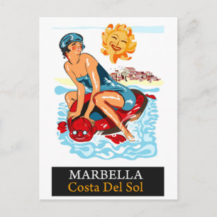 Marbella, Costa del Sol, Spanien. Glad simmare Vykort