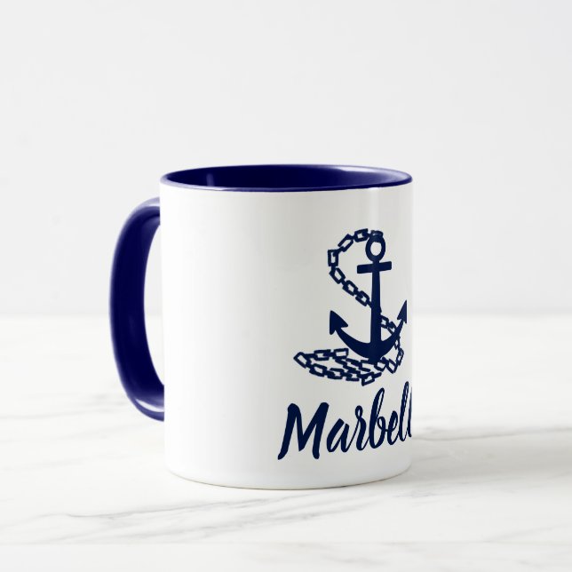 Marbella - Havsblått och vitt Stil och Mugg (Framsida vänster)