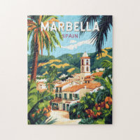 Marbella Spain Illustration Travel Art Vintage