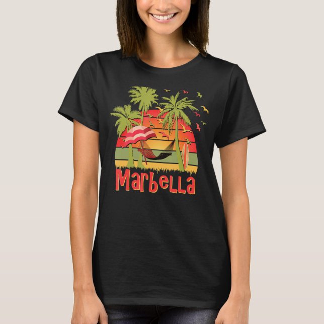 Marbella Spain Sunset Beach Hammock T Shirt (Framsida)