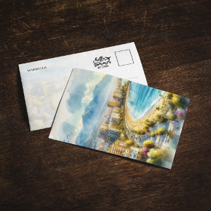 Marbella Spain Watercolor Postcard Inbjudningar
