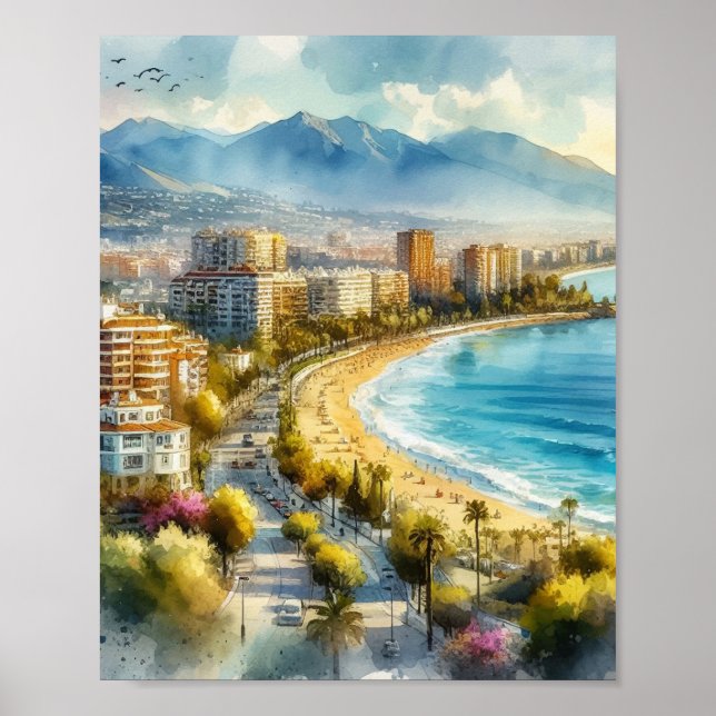 Marbella Spain Watercolor Poster (Framsidan)