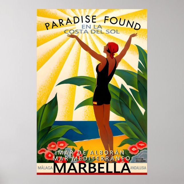 Marbella Spanien Costa Del Sol Medelhavet Strand Poster (Framsidan)