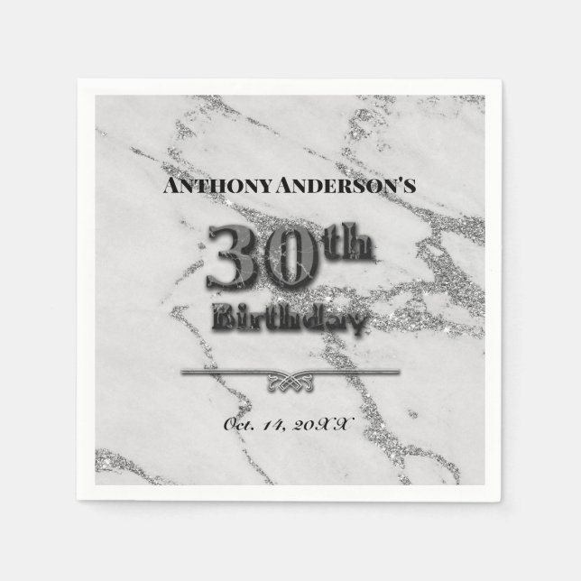 Marble 30års födelsedag Party Pappersservett (Framsidan)