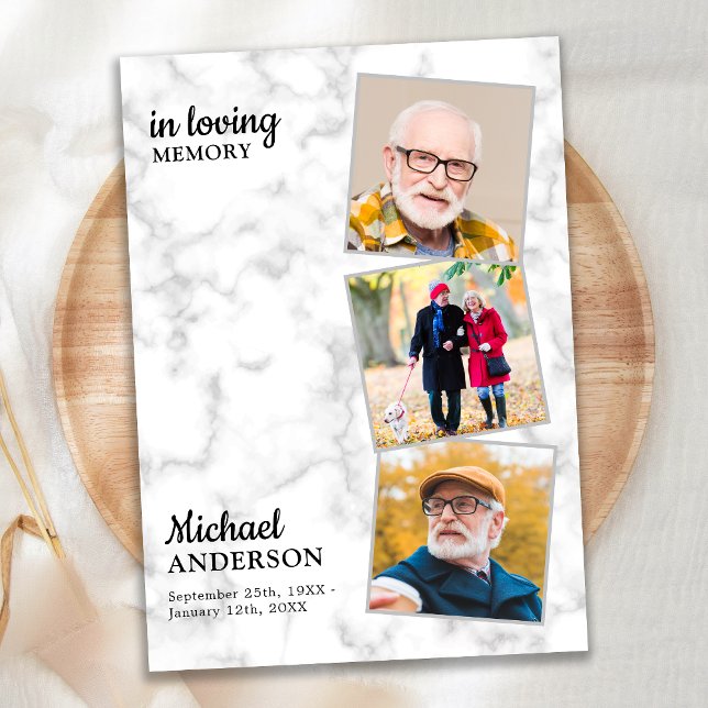 Marble 3 Photos Memorial Firande of Life Inbjudningar (Skapare uppladdad)