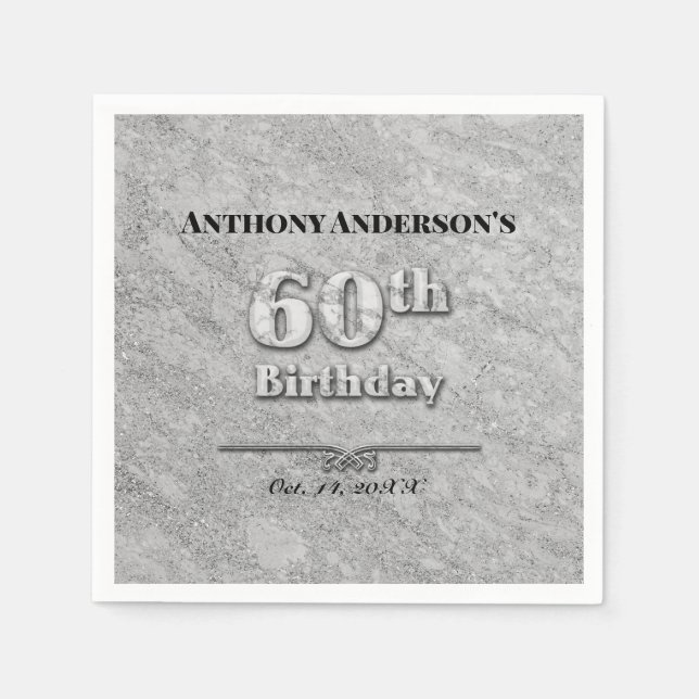 Marble 60:e Födelsedagsfesten Pappersservett (Framsidan)