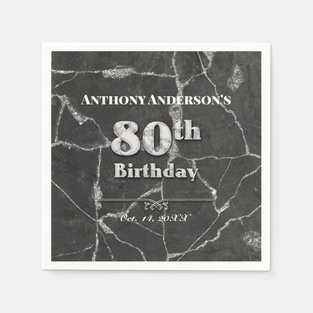 Marble 80:e Födelsedagsfesten Pappersservett (Framsidan)