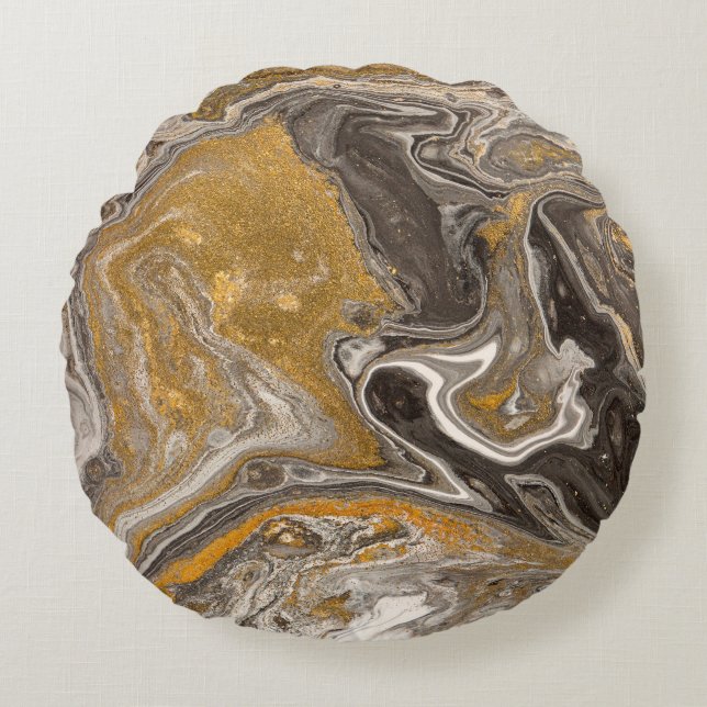 Marble abstract acrylic background. Nature marblin Rund Kudde (Framsidan)