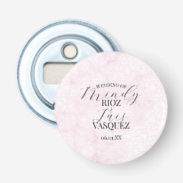 Marble Abstract Pink Wedding Script Black  Flasköppnare