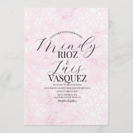 Marble Abstract Pink Wedding Script Black  Inbjudningar