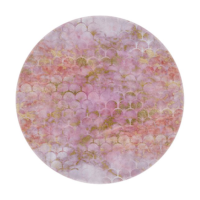 MARBLE ABSTRAKT ART DECO TRAY ROSA CUTBOARD (Framsidan)