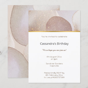 MARBLE ABSTRAKT BUBBLE NEUTRALT BIRTHDAY INBJUDNINGAR