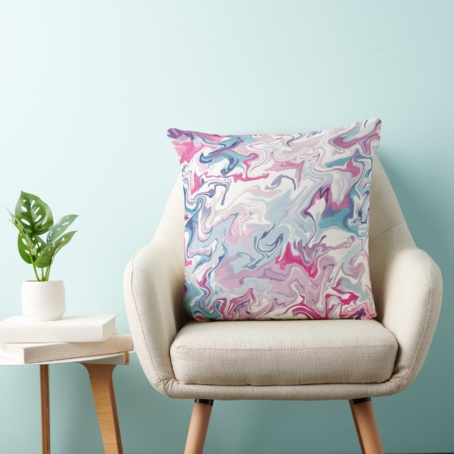 Marble Abstrakt Rosa och Blue Dekorativ kudde Mode (Stol)