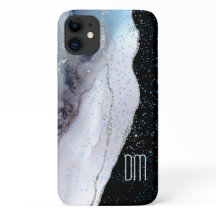 Marble Abstrakt Silver Blue Glitter ogram