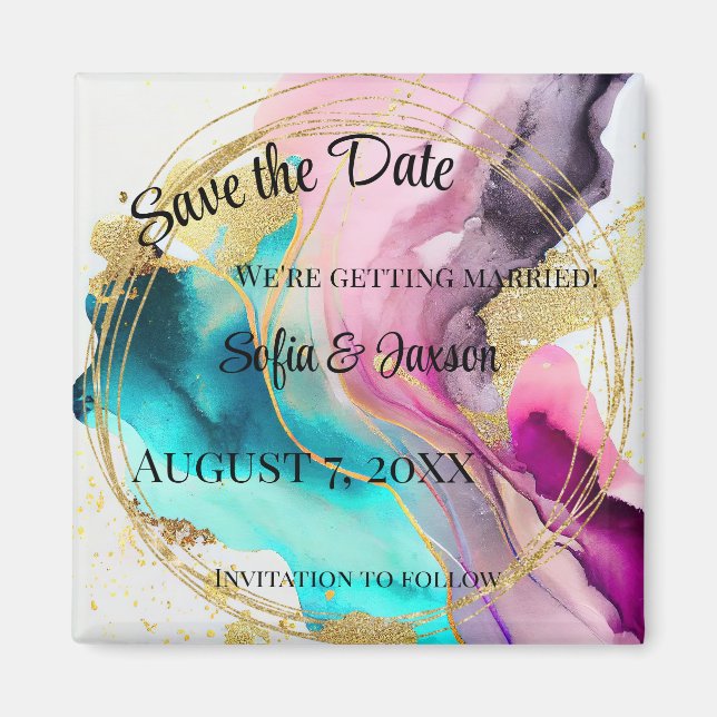 Marble Abstrakt Spara datum Magnet (Framsidan)