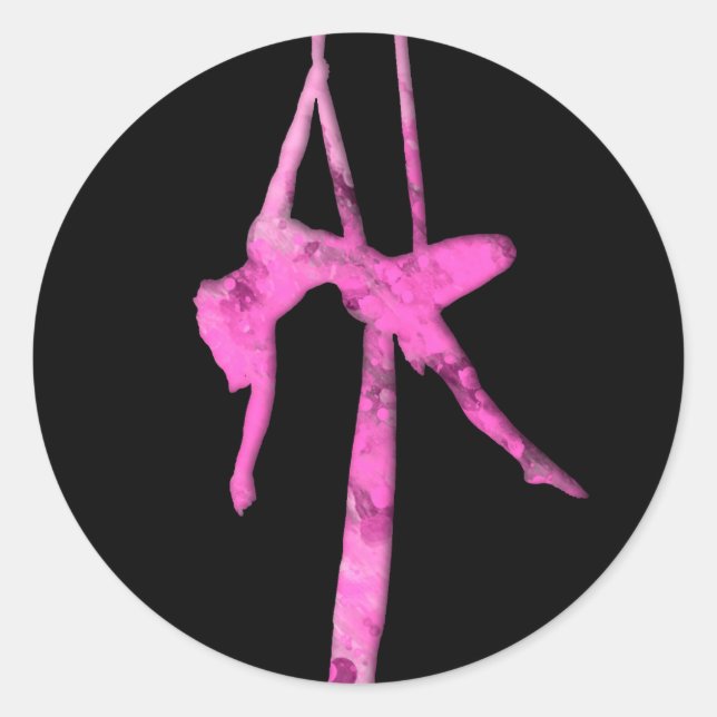 Marble Aerialist silhouette Runt Klistermärke (Framsida)