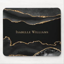 Marble Agate Black Guld Elegant Chic Personlig Musmatta