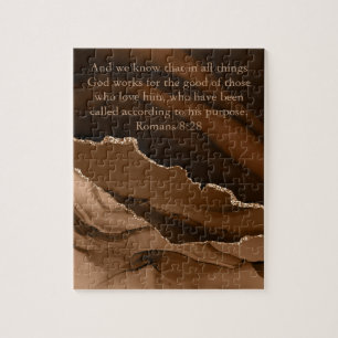 Marble Agate Brown Guld Bible Verse Romans 8 Pussel