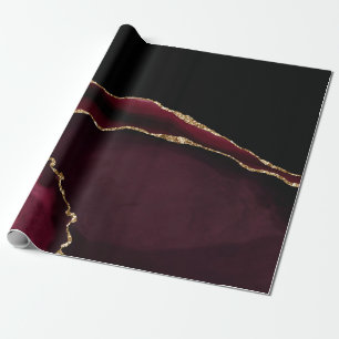 Marble Agate Chic Black Lila Guld Glitter Presentpapper