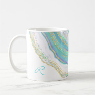 Marble Agate Geode Mönster med Monogram Kaffemugg